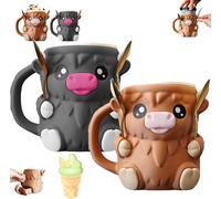 Contenitore per gelato con manico e 2 cucchiai, con stampa 3D, a prova di perdite, per Ben & Jerry's, ghiaccioli, lattine di birra, simpatico regalo per gli amanti del latte (marrone) (misto)