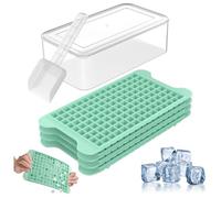 Contenitore per ghiaccio per congelatore, vassoio per cubetti di ghiaccio, vassoio a 4 strati x 135 griglie con coperchio e contenitore, stampo in plastica a rilascio facile con paletta per congelato