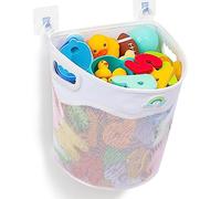 Contenitore per giocattoli da bagno, giocattolo da bagno, organizer da appendere, borsa in rete, ideale per riporre il bagno della famiglia (bianco)