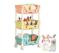 Contenitore per giocattoli e libri, scaffale a più livelli con ruote, organizer per bambini, contenitore per giocattoli, libreria, organizer per libri per la stanza dei bambini, mensola resistente per