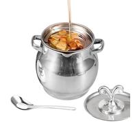 Contenitore Per Grasso - Acciaio Inossidabile 250 G | Contenitore Per Olio Con Colino E Spatola - Portagrasso Agriturismo | Per Cucinare Friggere, Preparare Pasti, Dispensa, Frigorifero, Fornello, For