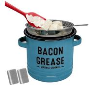 Contenitore per grasso da cucina, barattolo per olio smaltato, contenitore per grasso di pancetta con colino, per cottura al forno, frittura per feste in campeggio, ringraziamento ristorante