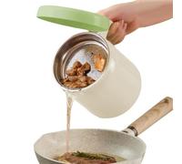 Contenitore per grasso da cucina | contenitore per grasso in acciaio inox con filtro a maglia fine, tanica di grande capacità, contenitore per grasso per la conservazione 'olio di frittura