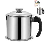 Contenitore per grasso da cucina, in acciaio , con coperchio e manico, 1250 ml
