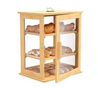 Contenitore per il pane in bambù a 3 strati, con finestra trasparente, contenitore per il pane con ripiani rimovibili per piano di lavoro della cucina/vetrina da collezione
