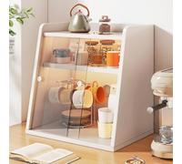 Contenitore per il pane in legno, a doppio strato, grande, con ripiano porta tazze da tè, per piano di lavoro della cucina