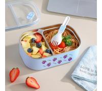 Contenitore per il pranzo a due scomparti in acciaio inox utilizzando materiale 304 di alta qualità e design con guarnizione perimetrale (rosso)