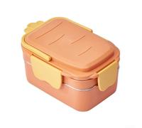 Contenitore per il pranzo a forma di ravanello in acciaio inossidabile, con manico e posate, contenitore creativo per alimenti per bambini e famiglia, custodia per scuola e viaggi (arancione)
