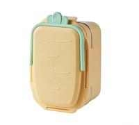 Contenitore per il pranzo a forma di ravanello, in acciaio inox, con manico e posate, carino per scuola, picnic, viaggi, verde (nuovo giallo)
