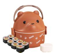 Contenitore per il pranzo a microonde - Contenitore per il pranzo per lavoro d'ufficio con design a forma di orso dagli occhiali,Borsa isolante per manico per trasporto di sicurezza per microond