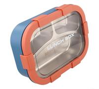 Contenitore per il pranzo a prova di perdite, in acciaio inox, a 3 scomparti, impilabile, per adulti e bambini, 22,8 x 16,5 cm (arancione)