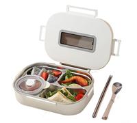 Contenitore per il pranzo a tenuta stagna, in acciaio inossidabile 304, doppi scomparti e per riporre utensili, per il trasporto portatile di alimenti e il trasporto organizzato dei pasti (4 x bianco)