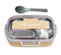 Contenitore per il pranzo in acciaio con coperchi e posate | Contenitore portatile per snack, per scuola, ufficio, campeggio, asilo nido, picnic, viaggi