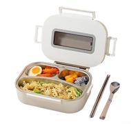 Contenitore per il pranzo in acciaio inossidabile 304, a tenuta stagna, con scomparti a doppio strato e contenitore per utensili, per trasporto pasti portatile e uso sicuro nel microonde (3 + bianco)