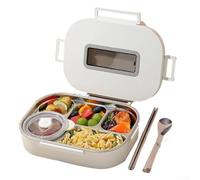 Contenitore per il pranzo in acciaio inossidabile 304, a tenuta stagna, con scomparti multipli e portautensili, progettato per uso portatile e riscaldamento sicuro nel microonde (5+bianco)