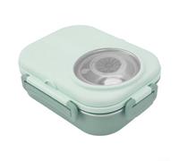 Contenitore per il pranzo in acciaio inox 304 da 1200 ml (verde) | Tre scomparti separati, ermetici per guarnizione in silicone a prova di perdite, mantiene il cibo fresco, plastica PP