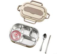 Contenitore per il pranzo in acciaio inox a prova di perdite, con layout a più scomparti e design adatto al microonde, per separare gli alimenti (B)