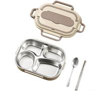 Contenitore per il pranzo in acciaio inox a prova di perdite, con layout a più scomparti e design adatto al microonde per separare gli alimenti (A)