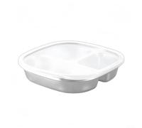 Contenitore per il pranzo in acciaio inox con 4 sezioni e coperchi sicuri per conservare gli alimenti organizzati a casa o fuori (3 scomparti)