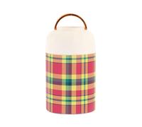 Contenitore per il pranzo in acciaio inox con motivo natalizio rosso e verde isolato sottovuoto per bambini con cucchiaio per sottaceti da 17 once