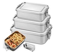 Contenitore per il pranzo in acciaio inox, confezione da 3 pezzi, 850 ml, 1400 ml, 2400 ml, contenitore per il pane in acciaio con divisorio scorrevole, a prova di perdite, impilabile, per zuppa,