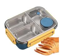 Contenitore per il pranzo in acciaio inox, contenitore per insalata, per adulti, con 3 scomparti, grande capacità, per bambini, studenti, scuola, adulti, lavoro