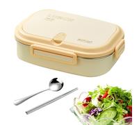 Contenitore per il pranzo in acciaio , portatile, a prova di perdite, con scomparti, bacchette, cucchiaio, grande capacità, adatto al microonde, per scuola, viaggi, preparazione pasti