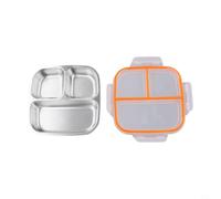 Contenitore per il pranzo in metallo, 750 ml, con 3 divisori, robusto | 3 scomparti sigillati singolarmente, non si mescolano, ideali per frutta e panini, volume totale di 750 ml