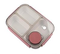Contenitore per il pranzo in plastica con tre scomparti separati, sistema di chiusura in acciaio inox, chiusura a quattro lati, per mantenere freschi gli alimenti e controllare le porzioni (rosso)