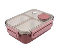 Contenitore per il pranzo in plastica con tre scomparti separati, sistema di chiusura in acciaio inox, chiusura a quattro lati, per mantenere la freschezza degli alimenti e il controllo delle porzioni