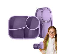 Contenitore per il pranzo in silicone, con 4 scomparti in silicone, riutilizzabile, a prova di perdite, per preparare pasti in microonde, snack, frutta, carne, picnic, scuola, viaggi