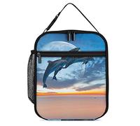 Contenitore per il pranzo isolato Bellissimo delfino che salta al sacco portatile per il pranzo Sea Sunset Contenitore per il pranzo riutilizzabile piccolo per viaggi di picnic al lavoro