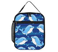 Contenitore per il pranzo isolato Borsa per il pranzo portatile con delfino simpatico cartone animato Blu Contenitore per il pranzo riutilizzabile piccolo animale carino per viaggi di picnic al lavo