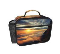 Contenitore per il pranzo isolato con stampa personalizzata con scritta "The sun rising between two mountains", per donne e uomini, portatile, per il trasporto a mano, per lavoro, ufficio, resistente