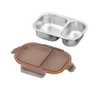 Contenitore per il pranzo per la scuola, in acciaio con 2 scomparti, 800 ml, contenitore per panini, verdure, frutta, carne, campeggio, musica, festival, picnic, accessorio per viaggi