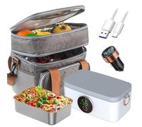 Contenitore per il pranzo riscaldato, ricaricabile, elettrico, grande capacità, con funzione di riscaldamento a 5 marce, portatile, per ufficio, lavoro, scuola, con borsa per il trasporto