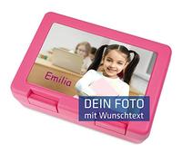 Contenitore per il pranzo rosa - 185 x 128 mm - personalizzato con foto & testo - Personalizzabile - Libro per il pane per la scuola, per la cita, i picnic, l'asilo - Contenitore per il pranzo per i