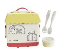 Contenitore per il pranzo, scatola isolata per pasti freschi, sicurezza a microonde con 4 scomparti e forchetta, pranzo per studenti, aerei, palestra, asta per bambini