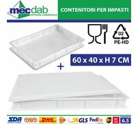 Contenitore Per Impasto Pizza Impilabile In PE-HD e Coperchio 60 x 40 x H 7 Cm