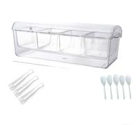 Contenitore per insalata a 5 scomparti, in plastica, portatile, con coperchio trasparente, per cucina, picnic, feste, colore trasparente (J)