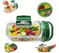 Contenitore per insalata, barattolo per insalata con apertura laterale, contenitore per insalate con ciotola integrata, barattolo per insalate a strati verticali con scomparto per condimenti a prova