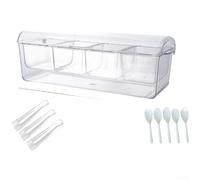 Contenitore per insalata in plastica a 5 scomparti, portatile, con coperchio trasparente, per cucina, picnic, feste, colore trasparente, misura grande, lunghezza 40,5 cm (J)