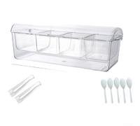 Contenitore per insalata in plastica a 5 scomparti, portatile, con coperchio trasparente, per picnic e feste all'aperto, design facile da pulire (H)
