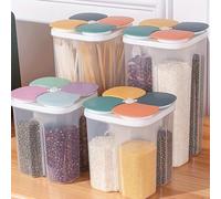 Contenitore per la conservazione ermetica dei cereali, con divisorio in plastica trasparente sigillata, adatto per la conservazione di cereali, farina, frutta secca, snack e altri alimenti in cucina, 