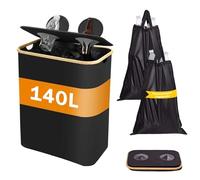 Contenitore per la raccolta differenziata pieghevole da 140 litri con 2 coperchi/scomparti, contenitore per la raccolta di bottiglie di grande capacità, contenitore per la raccolta,Black-57*37*67cm