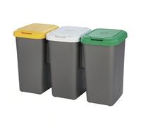 Contenitore per la raccolta differenziata Tontarelli a 3 scomparti, capacità totale 75 litri, dimensioni 77x32x48 cm. Spedizione gratuita in 24/72h Contenitore per il riciclaggio con 3 contenitori da