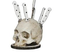 Contenitore per la testa del teschio - Statua di scheletro gotico realistica in resina, corona cava, contenitore decorativo, da cucina a tema horror | Cuore artistico accattivante per feste