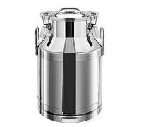 Contenitore per latte in acciaio inox, 20 l/30 l, con guarnizione in silicone, 3 chiusure e due manici, contenitore ermetico per latte, olio, miele, cereali e alimenti secchi (30 l)