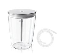 Contenitore per latte in vetro, 0,5 l, trasparente, in acciaio inox, per macchine da caffè E8, Z6, E6, con tubo per il latte, 9,2 x 9,2 x 13,5 cm