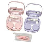 Contenitore per lenti a contatto, pinzetta, con spieg El Mini scatola per lenti a contatto, portatile, robusto, per viaggi, 2 contenitori per lenti a contatto, pinzette, ventosa